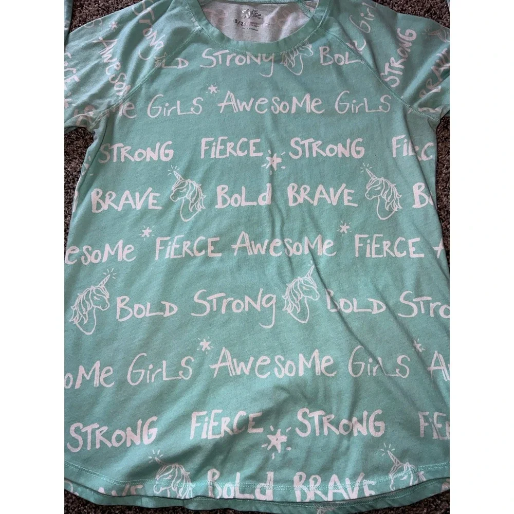 Justice Girls Teal Long‎ sleeve tee size 18/20